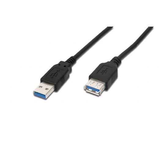 AK-300203-030-S USB 3.0 Uzatma Kablosu, USB A erkek - USB A dişi, 3 metre, AWG 28, 2x zırhlı, UL, siyah