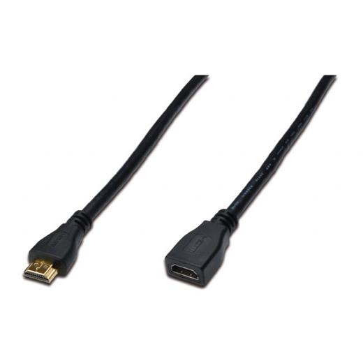 AK-330201-050-S Hdmi High Speed wih Ethernet Uzatma Kablosu Hdmi 1.4, 2160p, Ultra HD 4K, Hdmi tip A Erkek - Hdmi tip A Dişi, 5 metre,  AWG30 , 3x zırhlı, UL, altın kaplama, siyah renk