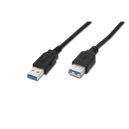 AK-300203-050-S USB 3.0 Uzatma Kablosu, USB A erkek - USB A dişi, 5 metre, AWG 28, 2x zırhlı, UL, siyah