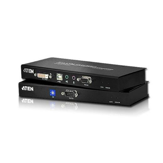 ATEN-CE602 Dvi Dual Link KVM (Keyboard/Video Monitor/Mouse) Mesafe Uzatma Cihazı, Ses (hoparlör ve mikrofon) bağlantı desteği, 60 metre, USB Konsol, E
