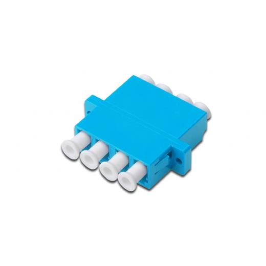 DN-96011-1 Digitus LC-LC Quad Coupler, 4 port, singlemode, açık mavi renk, zirconia seramik kaplama, polimer şasi, sabitleyicili