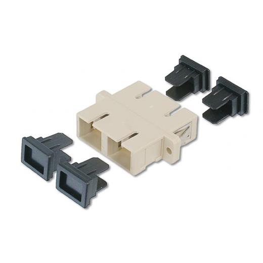 DN-96004-1 Digitus SC-SC Coupler, Gri, Plastik, Duplex, Multimode, Fosfor Bronz Ferrule, Sabitleyicili