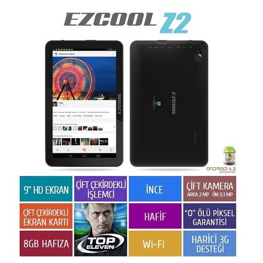 EZCOOL Z2 8GB DUAL CORE 9¨ HD SİYAH TABLET