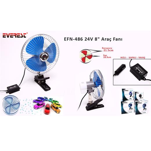 ZZEverest Efn-486 24V 8 Araç Fanı