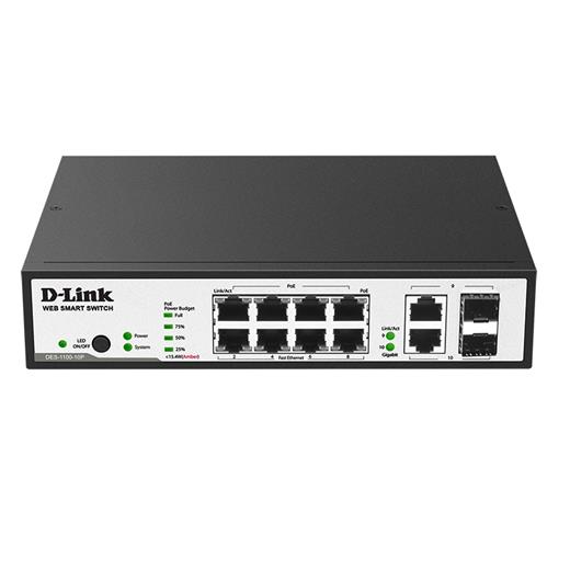 D-Link Des-1100-10P 8 Port Fe+2-Port Combo Ge,8X