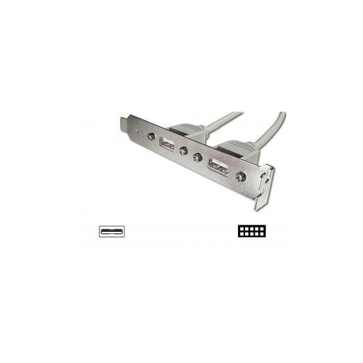 AK-300301-002-E Anakarttaki USB 2.0 Portları (Internal) Slot Bracket (External) Taşıyan Kablo, 2 x USB A Dişi 2 x 5 pin IDC Dişi, 0.25 metre, AWG 28
