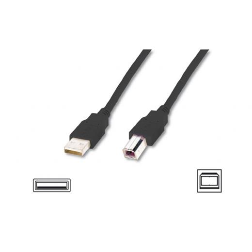AK-300105-050-S USB 2.0 Bağlantı Kablosu, USB A Erkek - USB B Erkek, 5 metre, AWG 28, USB 2.0 uyumlu, UL, siyah renk