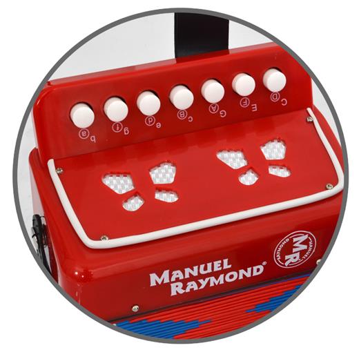 Mini Akordiyon Manuel Raymond 7 Tuşlu Kırmızı MRA72RD