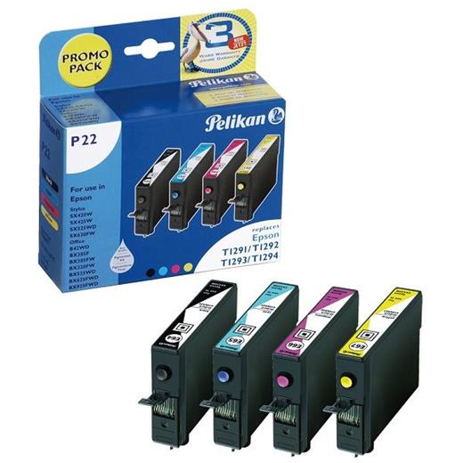 PELİKAN EPSON T1295 İLE UYUMLU KARTUŞ 4¨LÜ SET ( SİYAH-MAVİ-KIRMIZI-SARI )