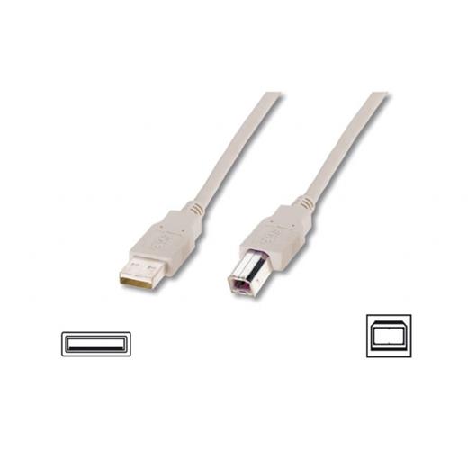 AK-300105-030-E USB 2.0 Bağlantı Kablosu, USB A Erkek - USB B Erkek, 3 metre, AWG 28, USB 2.0 uyumu, UL, bej renk
