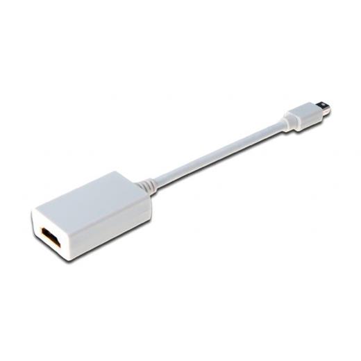 AK-340404-001-W Mini DisplayPort (DP) <-> Hdmi Adaptör Kablosu, mini DP Erkek - Hdmi tip A Dişi, 0.15 metre, DP 1.1a uyumlu, UL, beyaz renk