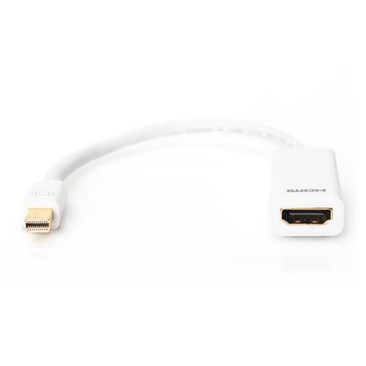 AK-340404-001-W Mini DisplayPort (DP) <-> Hdmi Adaptör Kablosu, mini DP Erkek - Hdmi tip A Dişi, 0.15 metre, DP 1.1a uyumlu, UL, beyaz renk