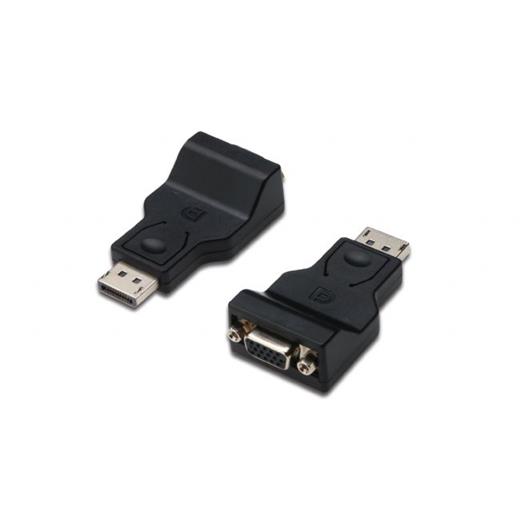 AK-340604-000-S DisplayPort (DP) - VGA Adaptörü, DP Erkek - HD15 (VGA) Dişi, kilit mekanizmalı, UL, CE, siyah renk