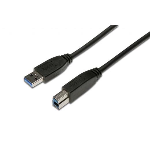 AK-112301 USB 3.0 Bağlantı Kablosu, USB A erkek - USB B erkek, 1.80 metre, CU, AWG 28, 2x zırhlı, UL, siyah renk