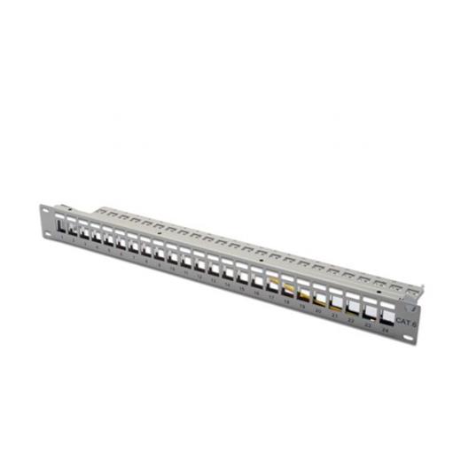 DN-91410 Digitus 24 Port Boş Patch Panel, Zırhlı, 1U Yüksekliğinde, Gri Renk 