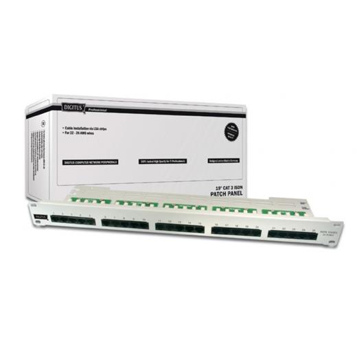 DN-91325-1 Digitus 19 Inch 25 port CAT-3 ISDN Patch Panel, Zırhsız 