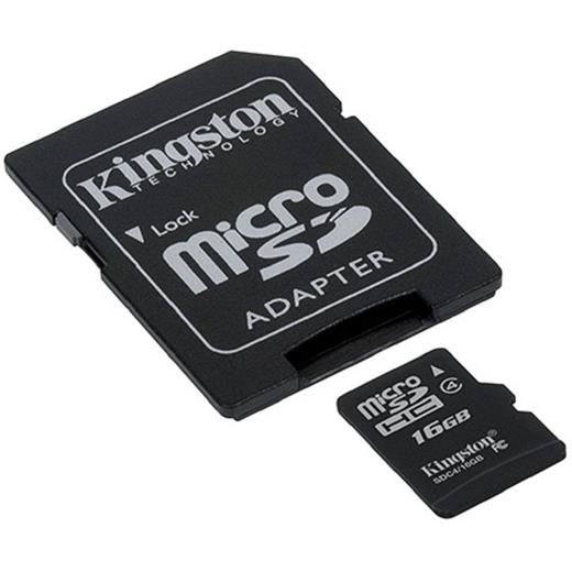 16GB MicroSD KINGSTON SDC4/16GB Class4 Adaptörlü Hafıza Kartı