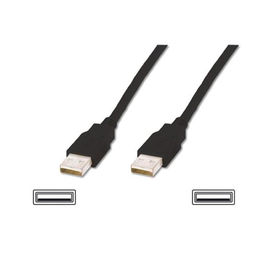AK-300100-018-S USB 2.0 Bağlantı Kablosu, USB A Erkek - USB A Erkek, 1.8 metre, AWG 30, USB 2.0 uyumlu, UL, siyah renk