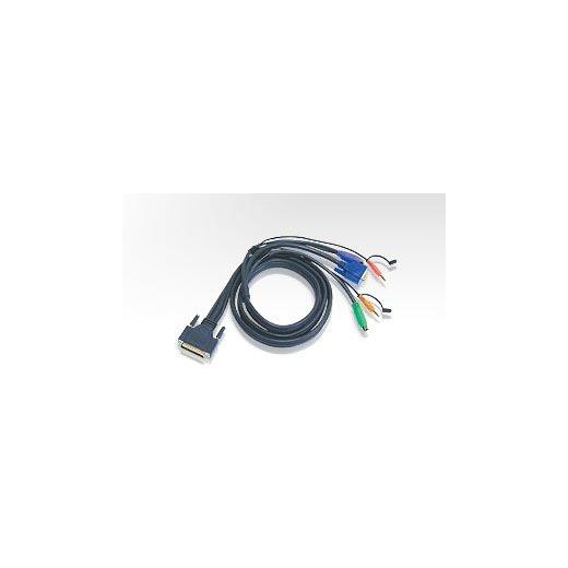 ATEN-2L-1703P PS/2 KVM (Keyboard/Video Monitor/Mouse) Switch İçin Kablo, 3 metre, 1 x DB-25 erkek  lt;- gt; 1 x Monitör 15 pin HDB erkek, 1 x Klav