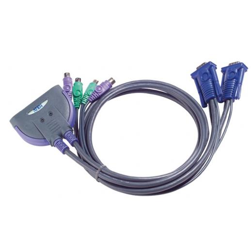 ATEN-CS62S 2 portlu PS/2 VGA KVM (Keyboard/Video Monitor/Mouse) Switch, Masaüstü Tip, KVM bağlantı kablosu ürün beraberinde gelmektedir