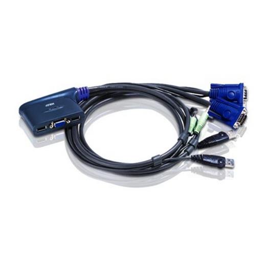 ATEN-CS62US 2 portlu USB KVM (Keyboard/Video Monitor/Mouse) Switch, Hoparlör bağlantısı mevcut, Masaüstü Tip, KVM bağlantı kablosu 0.90 metre ürüne gömülüdür
(2-Port USB VGA/Audio Cable KVM Switch, 0.90)