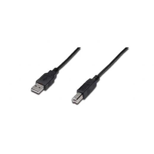 AK-300102-018-S USB 2.0 Bağlantı Kablosu, USB A Erkek - USB B Erkek, 1.80 metre, AWG 28, UL, siyah renk