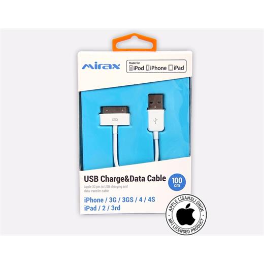 Mirax Iphone4/ 4S  Şarj ve Data Transfer Kablosu -  SDE-4100 - Apple Lisanslı Orijinal Ürün