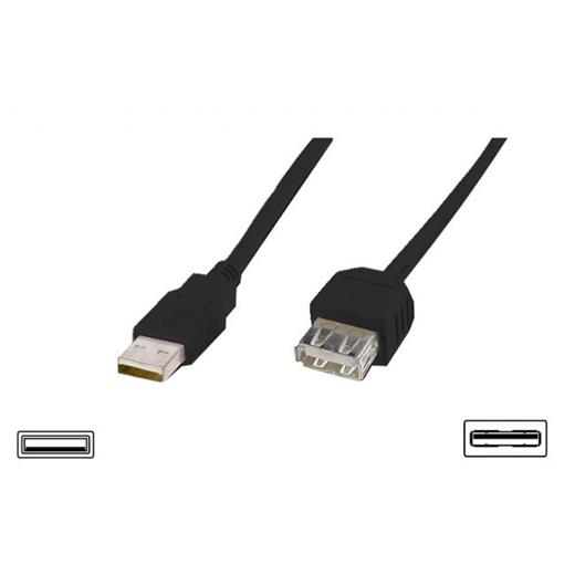 AK-300202-018-S USB 2.0 Uzatma Kablosu, USB A Erkek - USB A Dişi, 1.50 metre, AWG 28, USB 2.0 uyumlu, UL, siyah renk