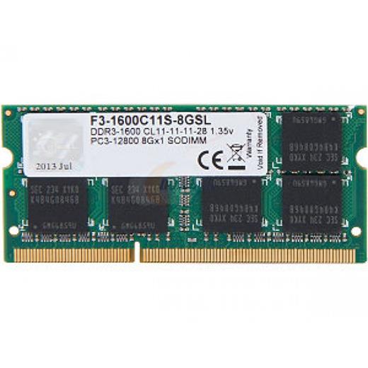 Gskill 8Gb So-Dımm Value F3-1600C11S-8GSL Ddr3L-1600Mhz 1.35V Low Voltaj Cl11