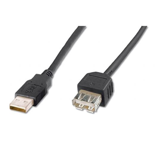 AK-300200-030-S USB 2.0 Uzatma Kablosu, USB A Erkek - USB A Dişi, 3 metre, AWG 28, USB 2.0 uyumlu, UL, siyah renk