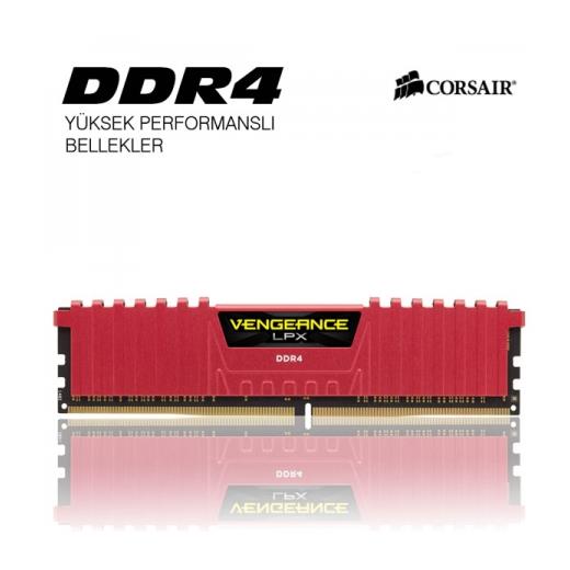 Corsair VENGEANCE Kırmızı DDR4-2400Mhz CL16 8GB (1X8GB) Sıngle (16-16-16-39) CMK8GX4M1A2400C16R
