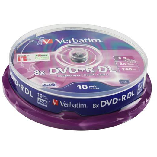 43666 - Verbatim 43666 Dvd+R 10 Spindle Double Layer Matt Silver 8X 8.5Gb