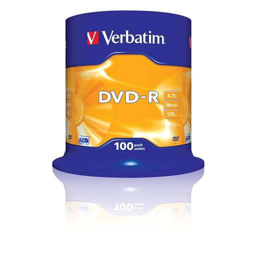 Vrb43549 - Verbatim 43549 Dvd-R 100 Spindle Matt Silver 16X 4.7Gb