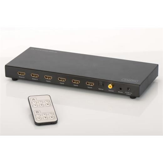 DS-50304 Digitus 4K Hdmi Matrix Switch, 4 Giriş (Hdmi Arayüzlü Kaynak Cihaz), 2 Çıkış (Hdmi Arayüzlü Görüntü Aygıtı), 4K, 2K, 3D  görüntü formatı, uzaktan kumandalı, ek olarak toslink, stereo ve coax video arayüzlerine sahip