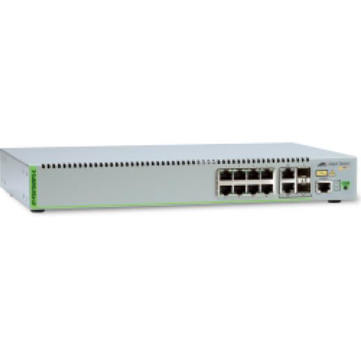 AT-FS970M/8PS 8-port 10/100TX PoE+ switch with 2 Gigabit/SFP combo uplinks and one fixed AC power supply