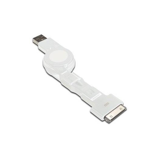 AK-600300-075-W 3 in 1 Makaralı Kablo, Apple 30 pin erkek + micro USB B erkek + mini USB B erkek <-> USB A erkek, 0.75 metre, AWG 30, USB 2.0, UL, beyaz renk