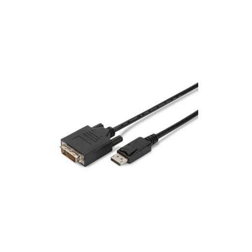 AK-340301-020-S DisplayPort <-> Dvi Kablosu, DP Erkek - Dvi (24+1) Erkek, 2 metre, kilit mekanizmalı,   AWG28, 2x zırhlı, DP 1.1a uyumlu, UL, CE, siyah renk