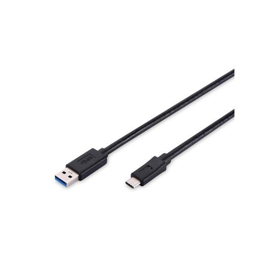 AK-300136-010-S USB Tip C Bağlantı Kablosu, USB Tip C Erkek (USB 3.1) - USB Tip A Erkek (USB 2.0),  1 metre, AWG 24/28, 2x zırhlı, UL, nikel kaplama, siyah renk, <b>Super Speed</b>