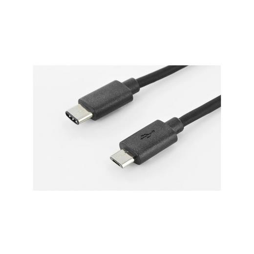 AK-300137-018-S USB Tip C Bağlantı Kablosu, USB Tip C Erkek (USB 3.1)  - USB micro B Erkek (USB 2.0), 1 metre, AWG 24/28, 2x zırhlı, UL, nikel kaplama, siyah renk
