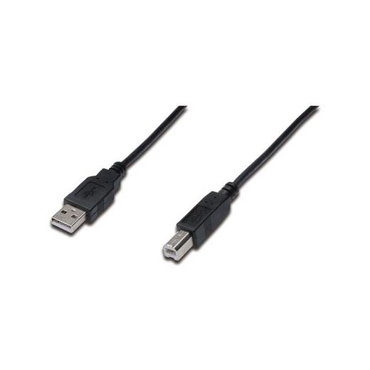 AK-300105-018-S USB 2.0 Bağlantı Kablosu, USB A Erkek - USB B Erkek B, 1.8 metre, AWG 28, USB 2.0 uyumlu, UL, siyah renk