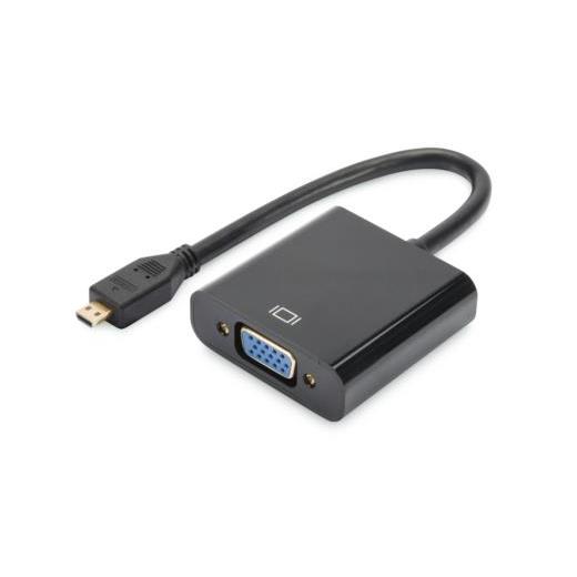 DA-70460 Micro Hdmi <-> VGA Çevirici Adaptör, Giriş: Micro Hdmi D erkek, 3,5mm audio dişi, Çıkış: VGA dişi,  siyah renk