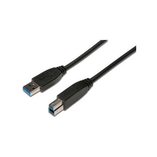 AK-300115-018-S USB 3.0 Bağlantı Kablosu, USB A erkek - USB B erkek, 1.80 metre, CU, AWG 28, 2x zırhlı, UL, siyah renk