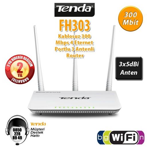 Tenda Fh303 4Port 300Mbps 3 Anten Highpower Router
