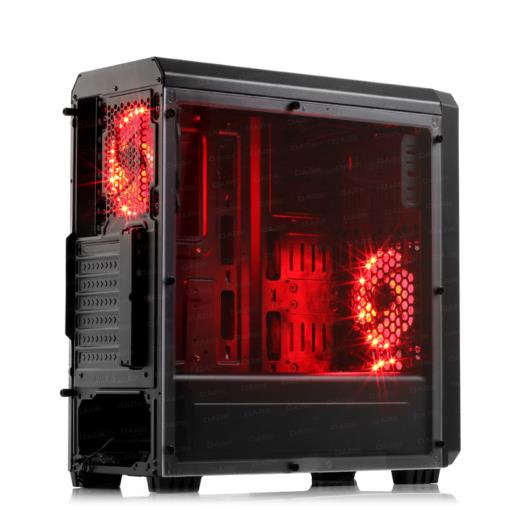 Dark Sentinel 3X Kırmızı Led Fan, Usb3.0, Full Akrilik Yan Panelli Mid-Tower Siyah Oyuncu Kasası