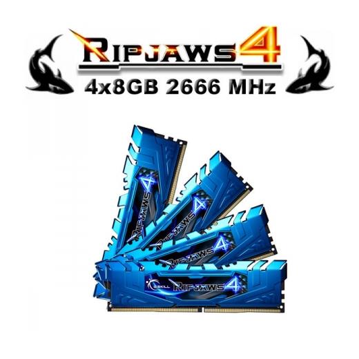 Gskill Ripjaws4 Mavi Ddr4-2666Mhz Cl16 16Gb (4X4Gb) Quad (16-16-16-36) 1.2V