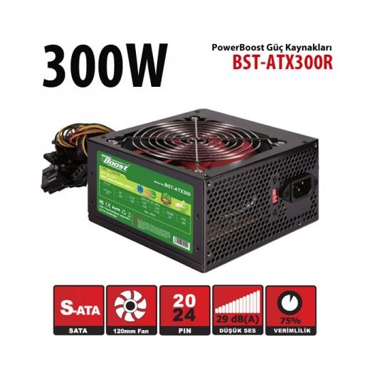 Power Boost Bst-Atx300R 300W 12Cm Kırmızı Fan Siyah Atx Power Supply (Retail Box)