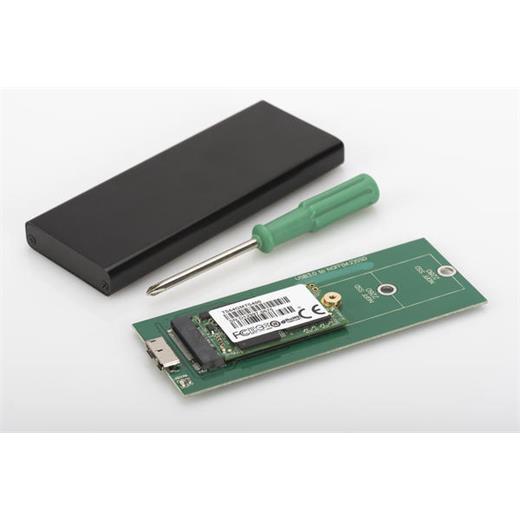 DA-71111 Digitus M.2 SATA SSD için Harici Kutu, Bağlantı arayüzü USB 3.0, Alüminyum, vidalı montaj özelliği (M-SATA)