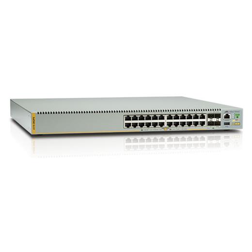 AT-x510-28GPX Stackable Gigabit Layer 3 Switch<br>
24-port 10/100/1000T PoE+<br>
4 x SFP+ port & 2 x fixed power supplies