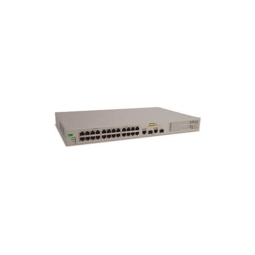 AT-FS750/24POE Fast Ethernet PoE WebSmart Switch 24 x 10/100TX (12 x 10/100TX IEEE 802.3af PoE port (Port 1 - 12) (Total PoE Budget 100 Watt), 6 x 10/100TX port (15.4W 2 SFP combo port (1000SX or 1000LX) 