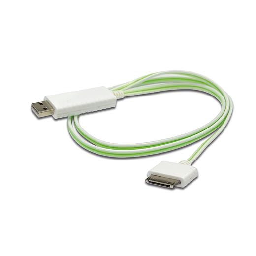 DB-600103-010-W Digitus Senkronizasyon ve Şarj için FLUX CONNECT Işıklı Kablo, Apple Dock erkek <-> USB A erkek 0.90 metre, AWG28, beyaz renk, iPod, Iphone için ideal